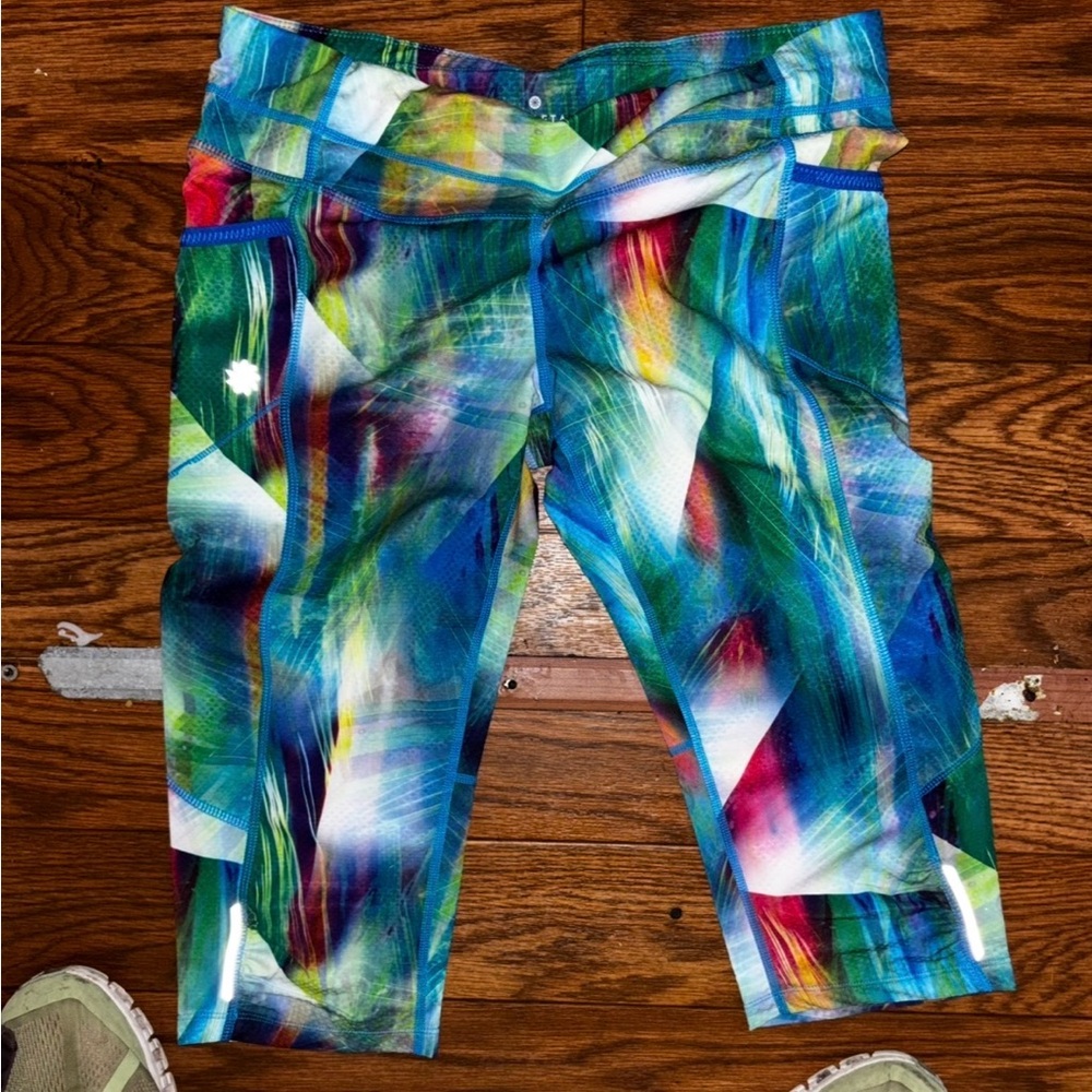 Athleta Leggings Womens medium  Blue Green Cropped Colorful Casual Workout Pants